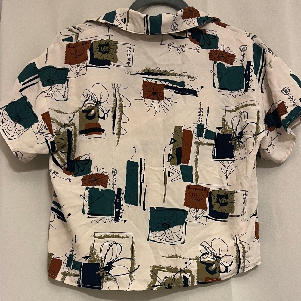 Lioness women's  Abstract Print Button Down Shirt - Cream, Green, Brown - Picture 5 of 5